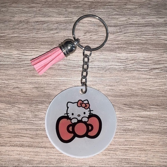 Hello Kitty pink tassel keychain purse charm new - Picture 1 of 1